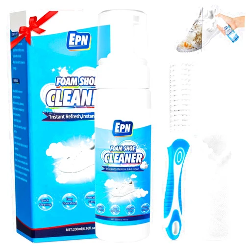 EPN Shoe Cleaner, 6.76 Oz White Shoe Cleaner Kit with Brush and Towel, Foam Sneaker Cleaner Removes Dirt & Stains, Shoe Cleaning for White Shoes, Leather, Knit, Boots, Canvas, Fabric, Tennis