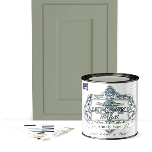 Heirloom Traditions Paint Heirloom Traditions ALL-IN-ONE Paint, Simply Sage (gray green), Quart - Durable cabinet and furniture paint. Built in primer and top coat, no sanding needed. Includes our 30 featured color card.