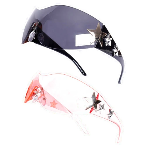 Nfvjfxz 2 Pairs Fashion Y2k Sunglasses Star Sunglasses Oversized Frameless Black and Pink Glasses for Women Men Driving Shopping Riding Street Photography