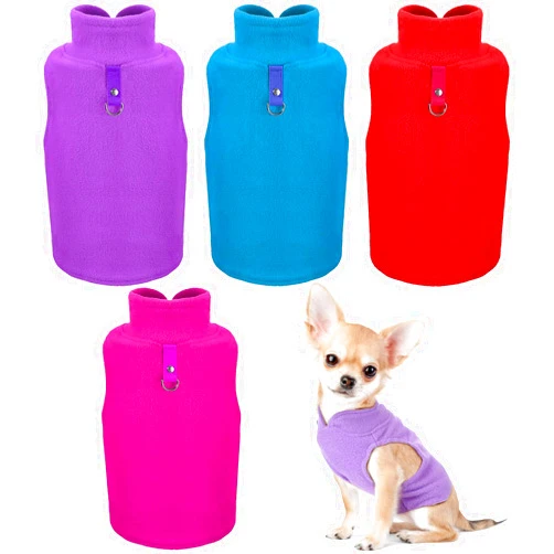 SATINIOR 4 Pieces Dog Polyester Warmer Vest Sweater Warm Pullover Jacket with D-Ring Leash Cold Weather Coat Hoodie for Small and Medium Dogs(XL,Purple, Blue, Rose, Red)