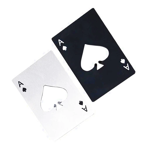 Airoads Ace Of Spades Bottle Opener Credit Card Size Pocker Cap Opener Portable Stainless Steel Can Opener (2 Pack Black & Silver)