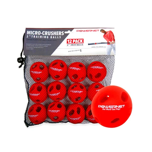 PowerNet Micro Crushers Limited Flight Training Baseballs 12 PK, Batting Practice Ball for Pre-Game Warm Ups and Hitting Drills, Better Eye Coordination for Speed & Power