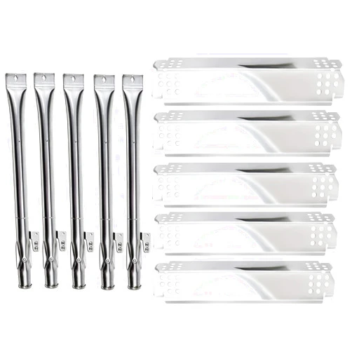 Outdoor Bazaar Set of 5 Replacement Burners and Stainless Steel Heat Plates Tent Shield Replacement Kit for Nexgrill 720-0888 720-0888N 720-0830H Gas Grills