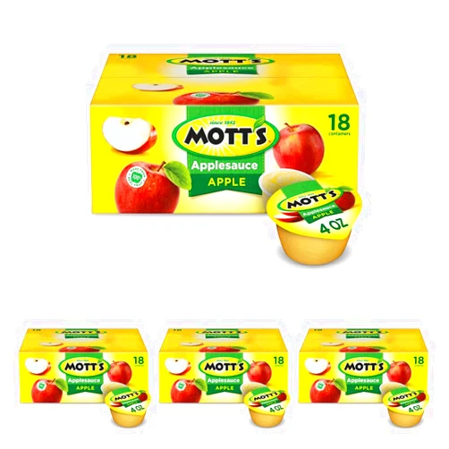 Mott's Applesauce, 4 oz cups, 18 count (Pack of 4)