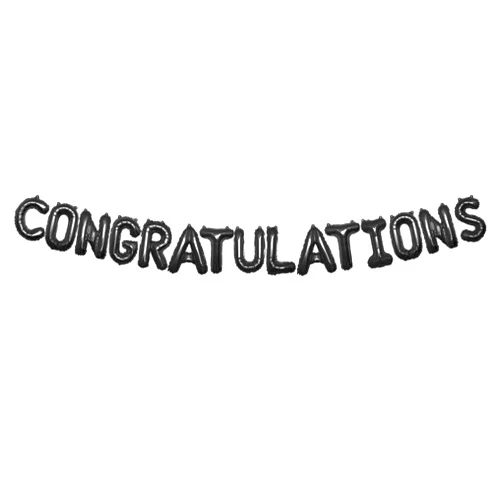 Endea Group Congratulations Banner Balloons 13 Inch Letters - Inflatable Foil Mylar - Celebrate for Graduations, Anniversaries, Weddings, Retirements 15pcs in Set (Black)