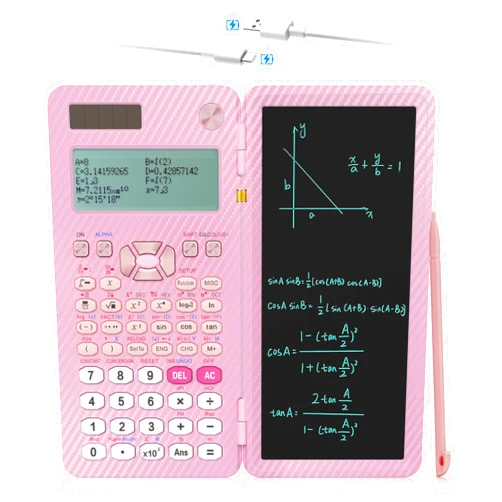 IPepul Scientific Calculators for College Students, IPepul Pink Desktop Math Solar Calculator with Notepad,991EX Type-C Rechargeable 552 Functions, School Supplies for Middle High School and Students(Pink)
