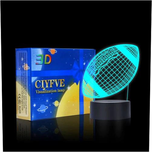 Ciyfve Football 3D Lamp Optical Illusion Night Light - 7 Colors Touch Switch Auto Gradient Night Light, Acrylic and ABS Base USB Cable Decorating Room Christmas Gift