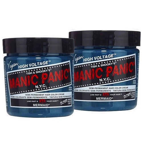 MANIC PANIC Classic Mermaid Semi Permanent Hair Color - Neon Ocean Blue Hair Dye for Women & Men That Lasts 4-6 Weeks - Vegan, Ammonia & Cruelty-Free - Create & Mix Custom Shades (4oz / 2pk)