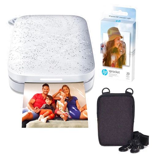 HP Sprocket Portable 2x3 Instant Color Photo Printer (Luna Pearl) Zink Paper Bundle
