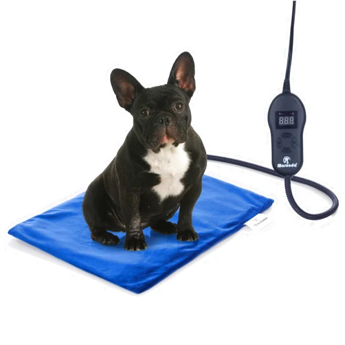 MARUNDA Heated Cat Bed, 5 Adjustable Temperature Cat Heating Pad with Timer, Waterproof Heated DOD Bed for Dogs with Chew Resistant Cord, Indoor Heating Pad for Dogs Cats, (Blue, 20 x 16 in)