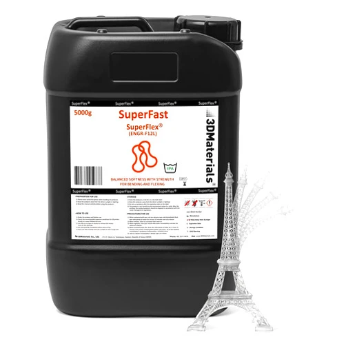 3DMaterials SuperFlex 3D Printer Resin, Softness 80A Simulating Flexible Rubber, Made in Korea by 3DMaterials (5000g, Clear)