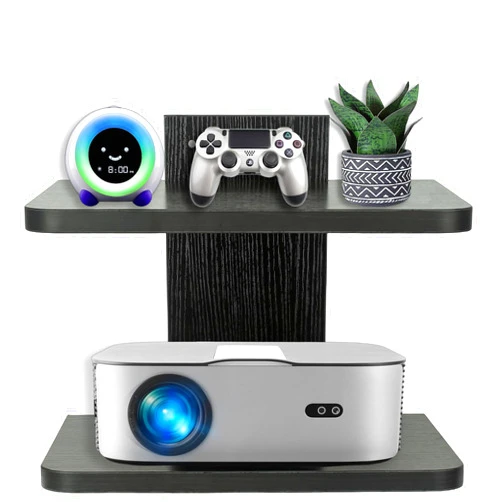 BiJun Floating Shelf for Under TV, Projector Shelf Floating TV Stand Cable Box Shelf Speaker Shelf Wall Mount Entertainment Stand Router DVD Shelf for PS4/Cable Box/DVD Players/Game Console (2 Shelf)