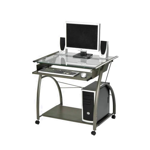Ayoiow Computer Desk Sturdy Metal Computer Desk Grey Computer Desk for Home Office