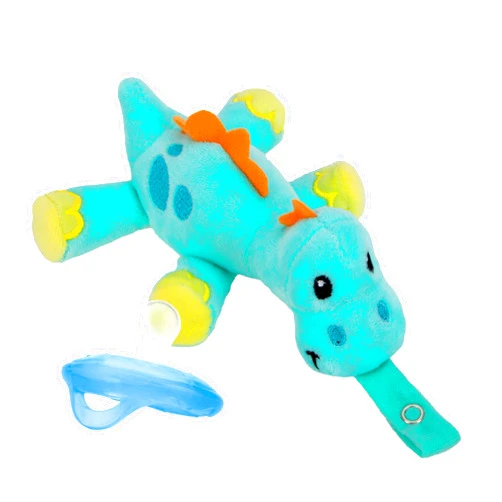 Nuby Calming Natural Flex Snuggleez Pacifier with Plush Combo Set for Cuddling with Comfort, Dino