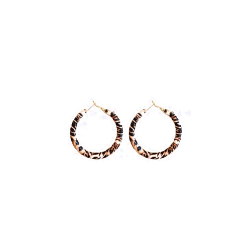 Generic Women's Vintage leopard Print Earrings Gold Plated Leather Luxe
