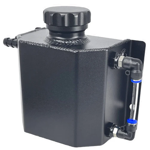 Sutekus Overflow Tank Universal Coolant Radiator Tank 1L Aluminum Coolant Reservoir Tank Expansion, Black