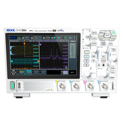 RIGOL Digital Oscilloscope DHO804 70MHz Frequency Band + 12-bit Vertical Resolution + Maximum 1.25 GSa/s Sample Rate + 1000,000 wfms/s Waveform Capture Rate + 4 Analog Channels