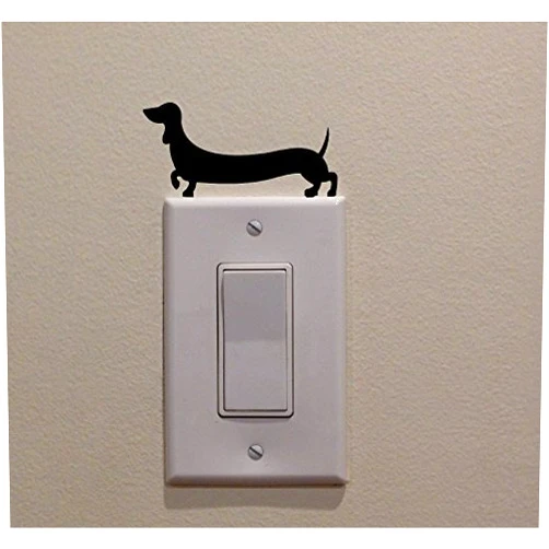 YINGKAI Cute Long Weiner Dog Dachshund on Light Switch Decal Vinyl Wall Decal Sticker Art Living Room Carving Wall Decal Sticker for Kids Room Home Window Decoration