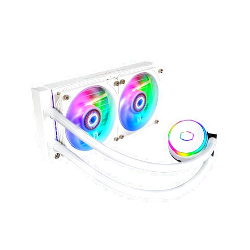 Cooler Master MasterLiquid PL240 FLUX White Close-LoopAIO CPU Liquid Cooler, Gen2 ARGB Dual Loop Pump, 240mm Radiator, PL-Flux 120 PWM Fans, AMD Ryzen AM5/AM4, Intel LGA1700/1200 (MLY-D24M-A23PZ-RW)
