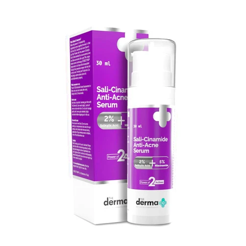 The Derma Co Sali-Cinamide Anti-Acne Serum | with 2% Salicylic Acid & 5% Niacinamide | Helps Reduce Acne & Acne Marks | Suits All Skin Types | 1.01 Fl Oz/30ml