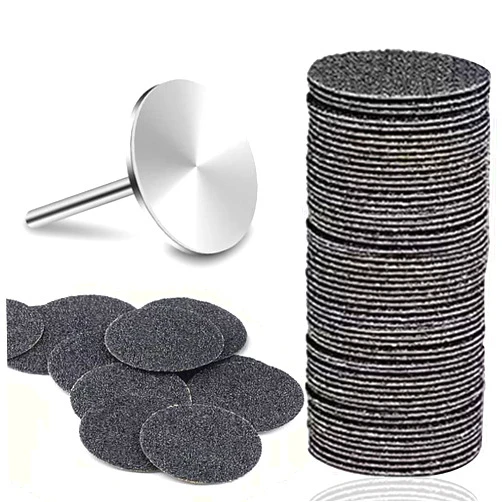 Honey Joy 100pcs Foot File Sandpaper Disc with 1 Metal Shaft Replaceable Sanding Pads for Electric Foot Rasp Files Callus Cuticle Hard Dead Skin Removal Pedicure Tools,HJ-NF037 (120 Grit)