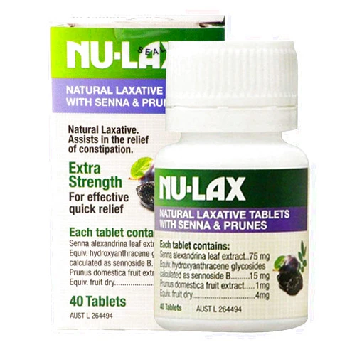 NULAX Natural Laxative Tablets with Senna and Prunes 40 Tablets