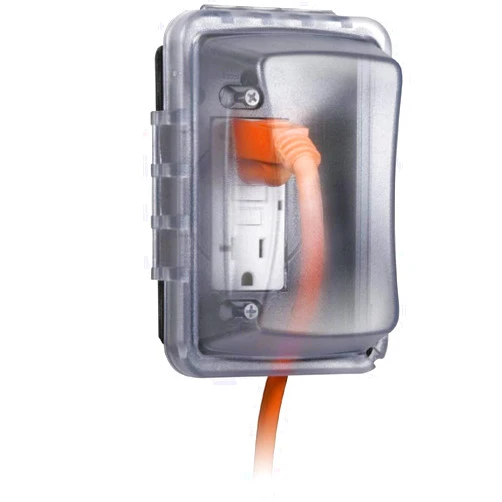 TayMac MM410C Single Horizontal/Vertical Mount 1-Gang Weatherproof In-Use Electrical Outlet Cover for Home Improvement, 2.75 in, Clear