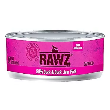 Rawz 96% Duck & Duck Liver Pate Cat Food 18/3 oz Cans