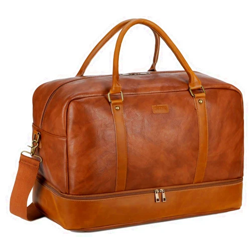 BAOSHA Vegan Leather Large Travel Duffel Tote Bag Carry On Weekender Overnight Bag With Shoe Compartment HB-38