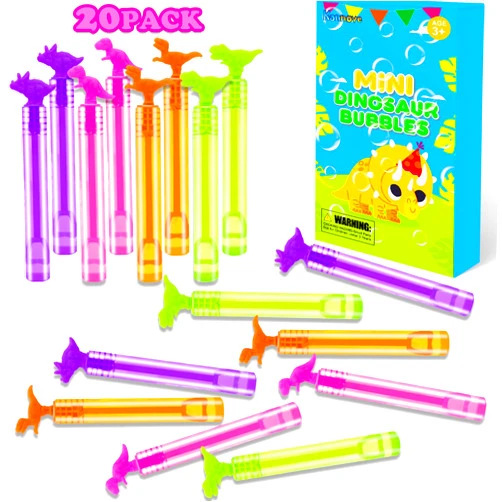 Kannove Dinosaur Party Favors Supplies for Kids, 20 Pack Mini Dino Bubble Wands Camping Toys for Toddler Easter Basket, Goodie Goody Bag Stuffer Fillers Birthday Gifts, Classroom Prizes Treats for Boys Girls