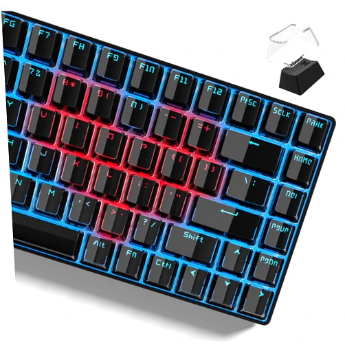 Womier Keycaps - Black Jelly Keycaps, Crystal Shine Through Custom Key caps Set 60% 75% 100% Percent, 130 Keys OEM Profile for 61/68/84/87/98/100 Cherry Gateron MX Mechanical (Black)