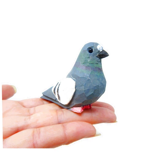 Selsela Pigeon Bird Figurine Handmade Wood Statue Sculpture Decor Miniature Art Carve Small Animal