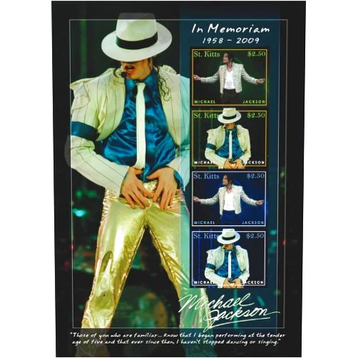 Saint Kitts Michael Jackson Collectible Postage Stamps 730