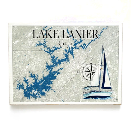 MapMom Lake Lanier, GA Sailboat Wood Map Plank Wall Art | 11