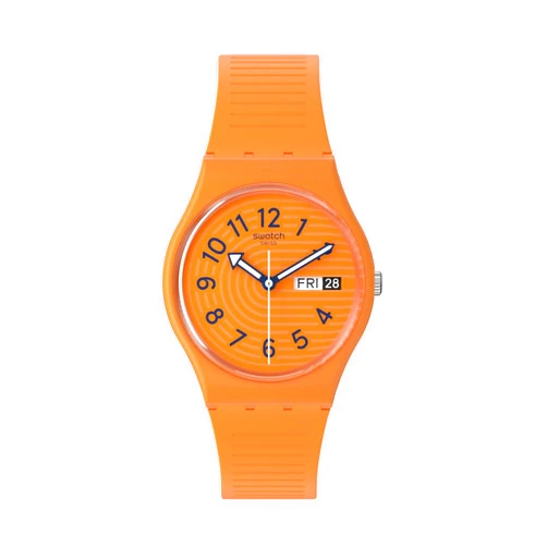 Swatch Unisex Casual Orange Watch Stainless Steel Quartz Trendy Lines in Sienna