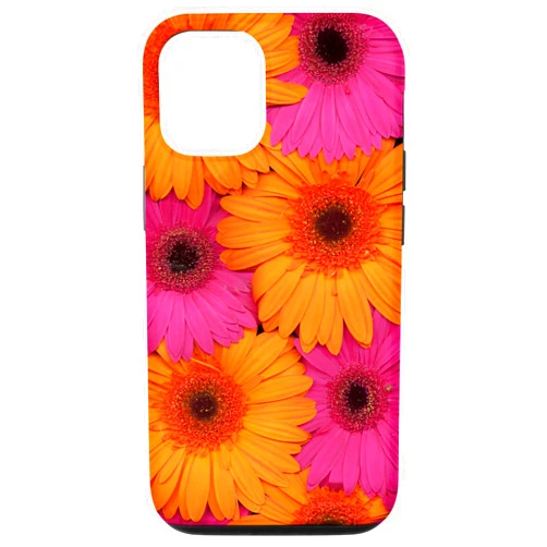 TAYEGU Daisies Flowers Floral Pink and Orange Gerber Daisy Flower Floral Daisies Gerbera Case for iPhone 12/12 Pro