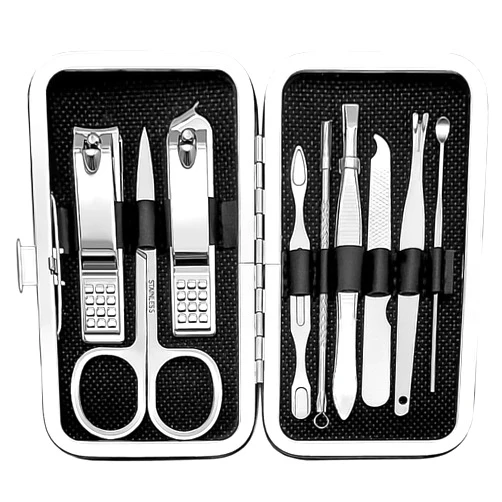 HEYFYV Manicure Set, 9 in 1 Nail Clipper Set, Stainless Steel Manicure Pedicure Set, Professional Nail Grooming Kit for Women, Nail Cutter Care Tools, with Portable Luxurious Travel Case Black