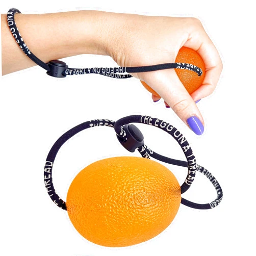 Project Zeus THE EGG ON A THREAD - hand squeezer trainer, grip strengthener, therapy and stress ball. This one-set exerciser is perfect for stress relief, forearm, hand and finger strength, therapy and rehab