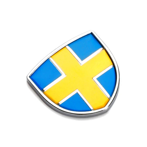Winluu 1Pc Swedish Flag Sweden Flags Car Sticker Emblem Metal Cross Logo Shield Shape Car Stickers Badge Decals for Truck Car Motorcycle 39mm/1.54inch Blue Yellow