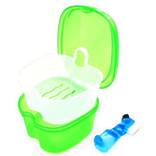 Keedolla Denture Cups for Soaking Dentures, Denture Cleaning Case Retainer Container Mouth Guard Bath Box Holder Case with Brush for Night Guard, Gum Shields and Dental Appliances