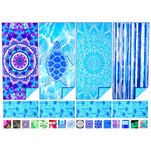TwoYek 4 Pack Microfiber Thin Beach Towel Lightweight 71x32 Extra Large Sand Free Soft Towels Quick Dry for Travel Pool Yoga Gym Sports Beach Accessories Vacation Essential Gift