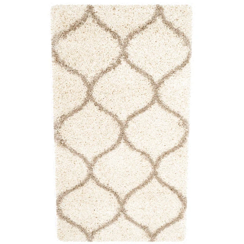 SAFAVIEH Hudson Shag Collection Accent Rug - 2' x 3', Ivory & Beige, Trellis Design, Non-Shedding & Easy Care, 2-inch Thick Ideal for High Traffic Areas in Entryway, Living Room, Bedroom (SGH280D)