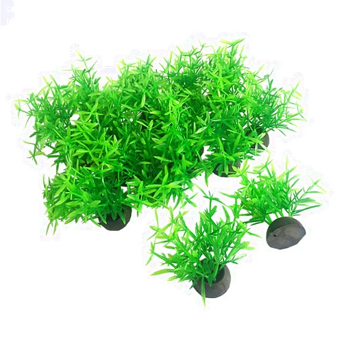 Smoothedo-Pets Aquarium Plants Fish Tank Decorations 20pcs Small Size/1inch Tall Plastic Artificial Plant Goldfish Waterscape Fish Hides Mini Grass Set (Green-A)