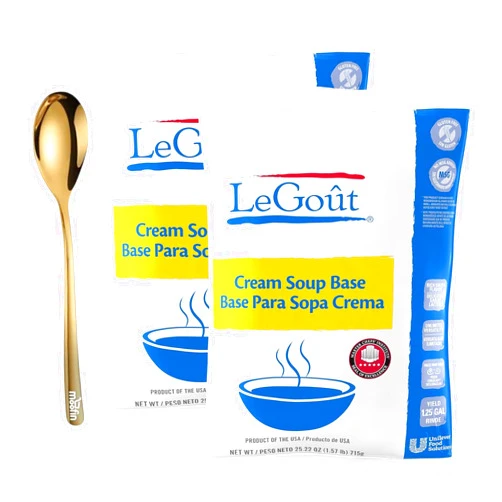 Moofin LeGout Cream Soup Base, 1.58 lb. Luxurious Velvety Texture, Rich Cream of Chicken Flavor, with Moofin Golden SS Spoon, Gluten-Free Soup, Dairy-Free, Ideal for Soups, Stews, & Sauces, [ Pack of 2]