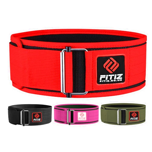 FITIZ Self Locking Weight Lifting Belt for Back Support Premium Weightlifting belt of Men and Women Deadlift Training Belt 4 Inch Nylon with Metal Buckle Adjustable Olympic Lifting Back Support
