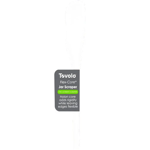 Tovolo Flex-Core Silicone Spatula Jar Scraper, White - Long-Handled Rubber Spatula with Angled Head for Scooping & Scraping - Heat-Resistant Spatulas for Kitchen Use, Dishwasher Safe & BPA-Free