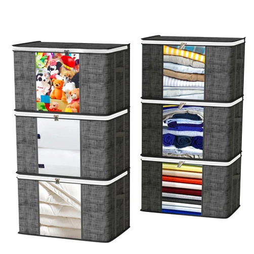 YINGMORE Clothes Storage Bag,6 Pack Clothes Storage Bins Large Capacity Foldable Blanket Storage Bags for Comforters,Blankets,Bedding with Sturdy Zipper,Clear Window,90L