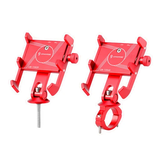Ushilife 2 in 1 Aluminum Bicycle Phone Mount, Alloy Motorcycle Phone Holder, Fork/Road Mountain Bike MTB Stem Mounted or Handlebar Mounted, for iPhone Universal Smartphones 4-7inch (Red)