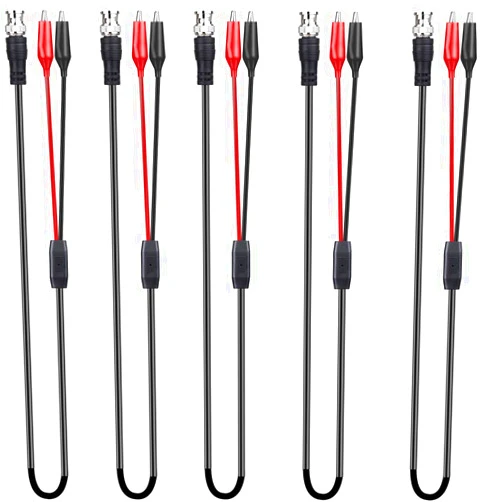 Clyxgs BNC Double Alligator Clip Test Cable Probe Lead Oscilloscope Test, Oscilloscope Probes BNC to Alligator Clip 92cm/36.2in (5pcs）