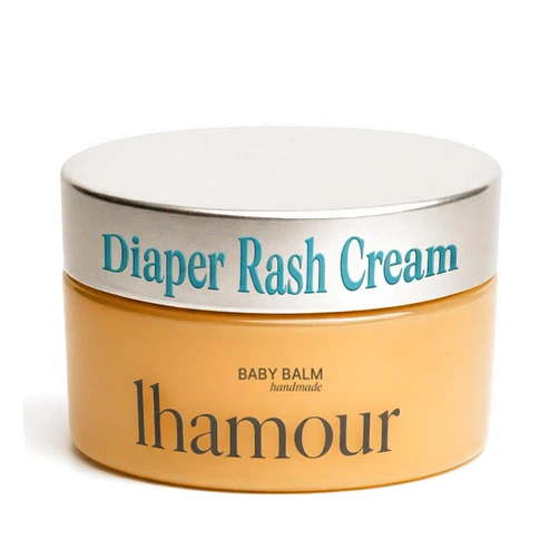 Lhamour Baby Balm 100% Natural Hand Made, 3.53oz Diaper Rash Cream for Baby with Organic Shea Butter, Beeswax, Coconut, Olive, Carrot Oils – Soothing All Purpose Oinment for Sensitive Baby Skin